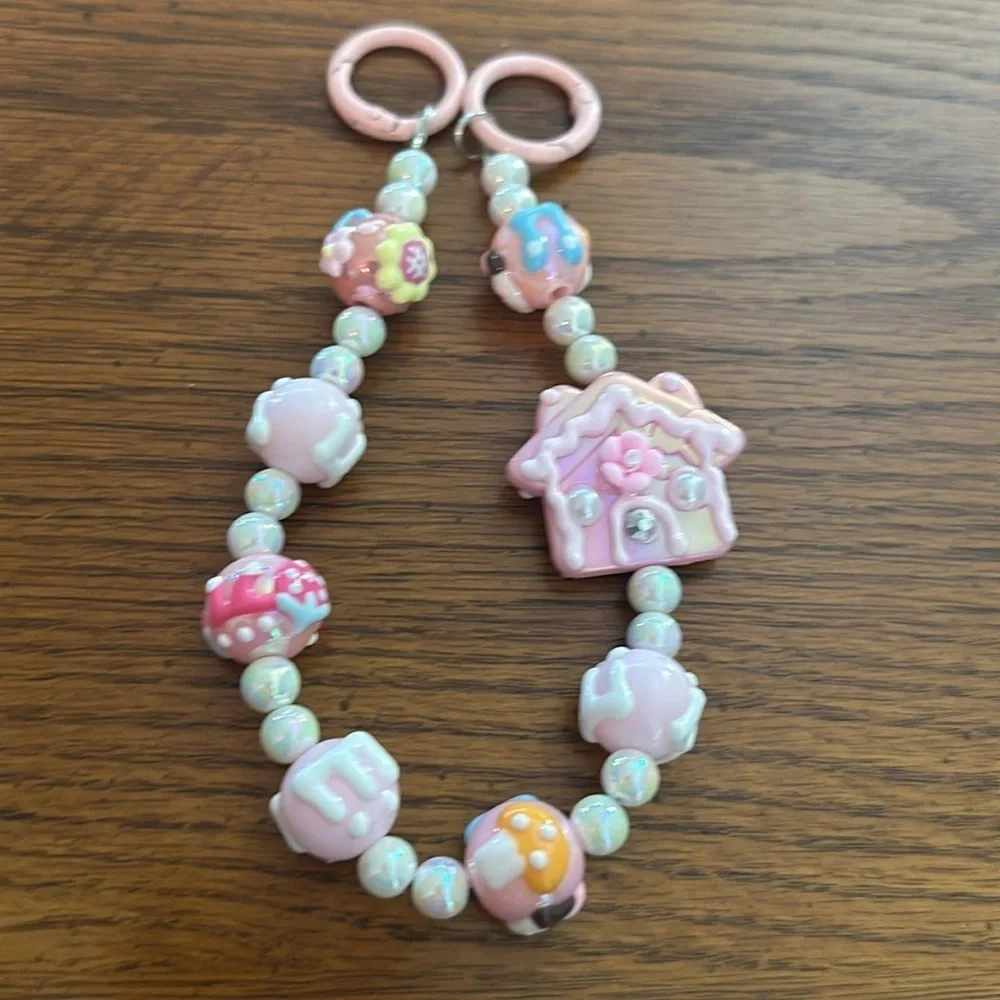 Beaded charm keychain